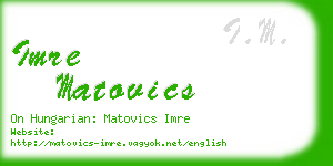 imre matovics business card